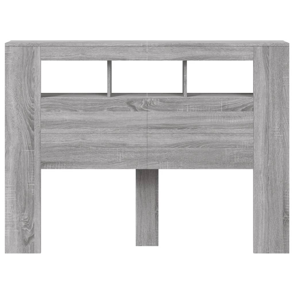 Hoofdeinde Met Led 40X8,5X03,5 Cm Bewerkt Hout 140 x 103.5 cm Grijs sonoma