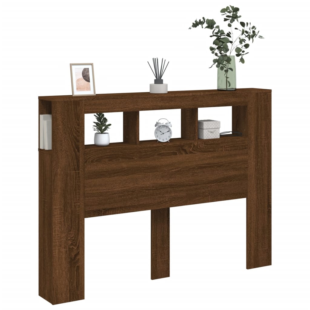 Hoofdeinde Met Led 40X8,5X03,5 Cm Bewerkt Hout Bruineiken 140 x 103.5 cm bruin eikenkleur