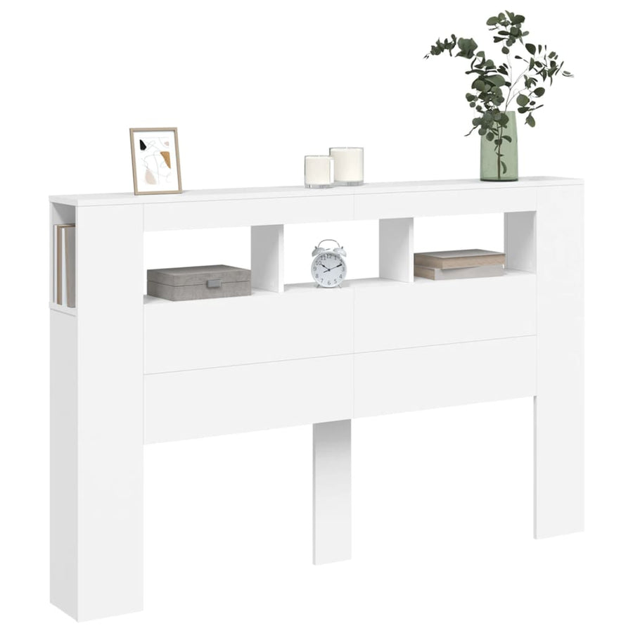 Hoofdeinde Met Led 60X8,5X03,5 Cm Bewerkt Hout 160 x 103.5 cm Wit