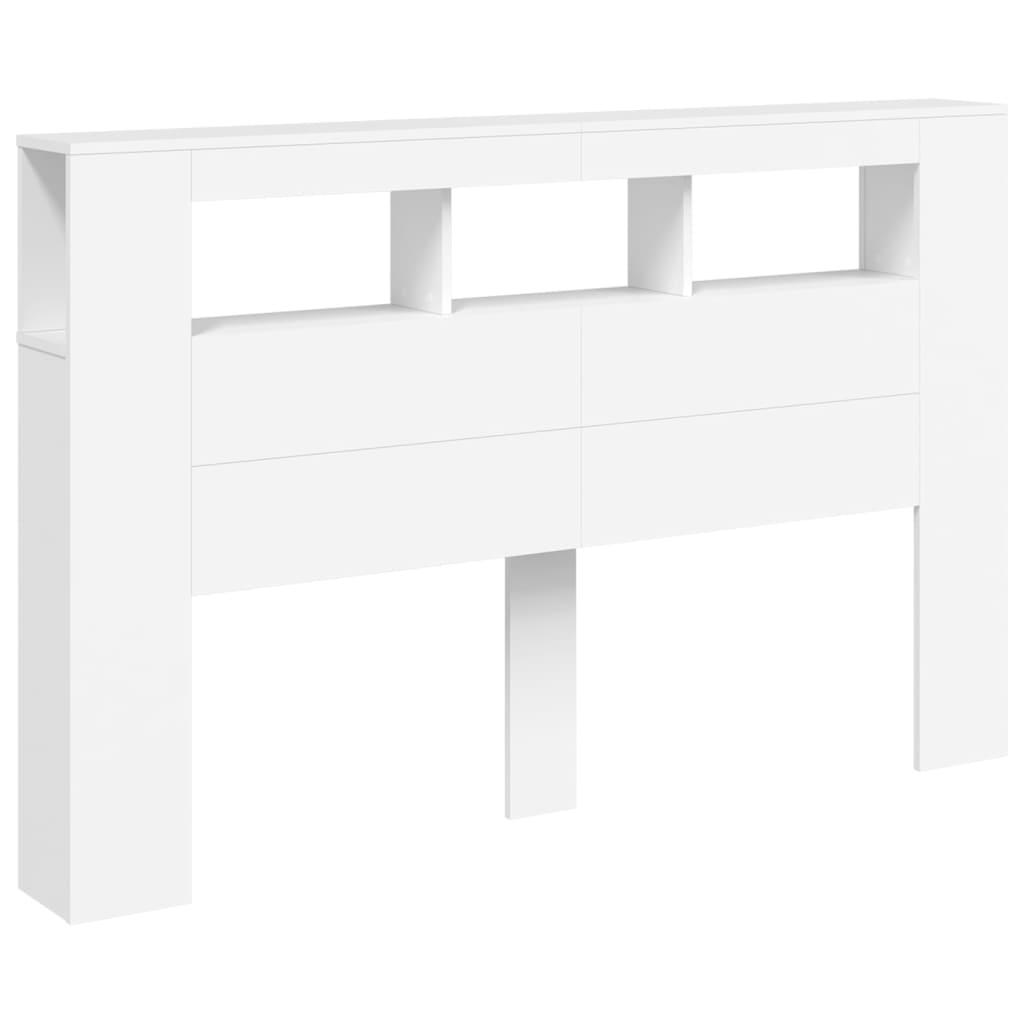 Hoofdeinde Met Led 60X8,5X03,5 Cm Bewerkt Hout 160 x 103.5 cm Wit