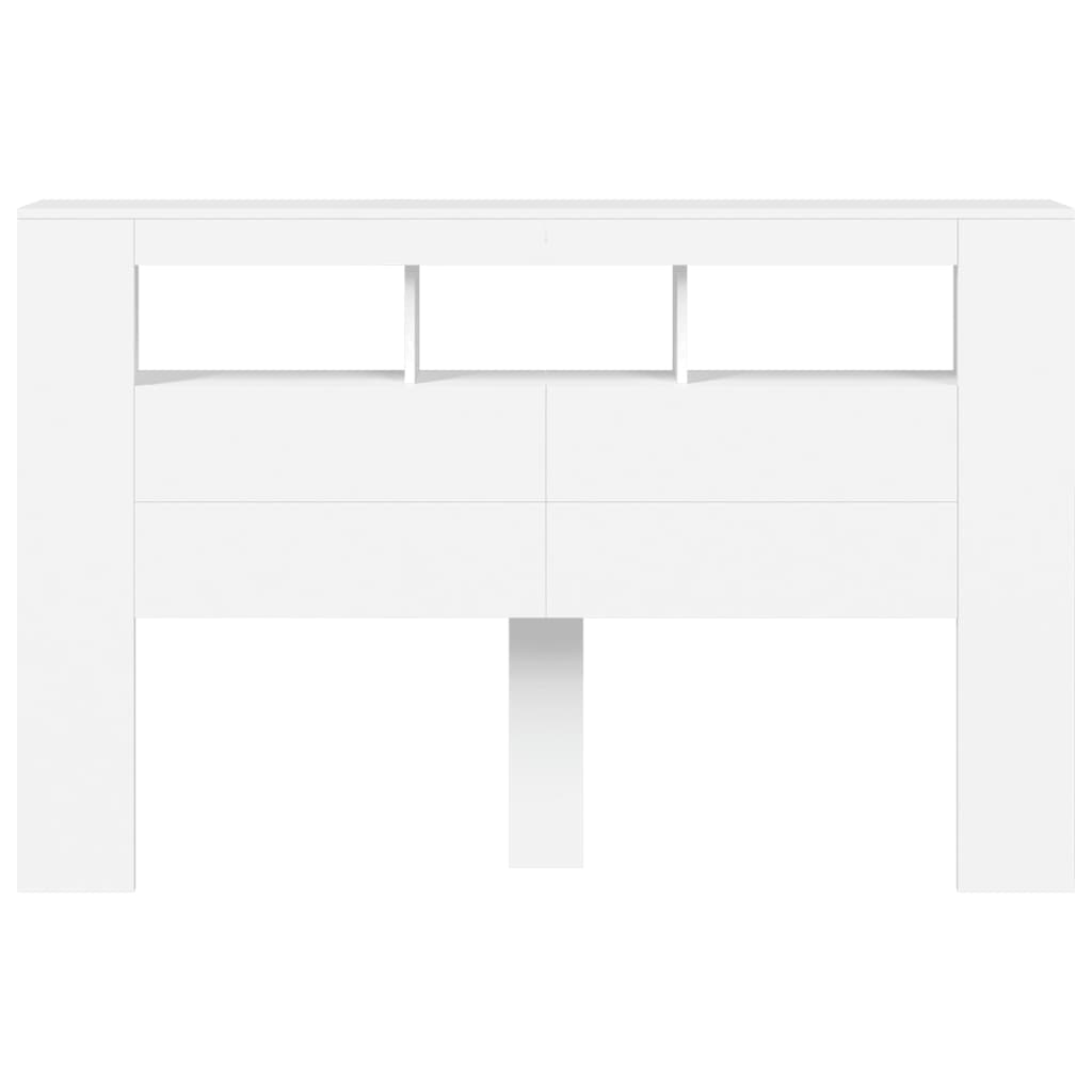 Hoofdeinde Met Led 60X8,5X03,5 Cm Bewerkt Hout 160 x 103.5 cm Wit