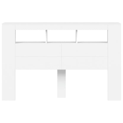Hoofdeinde Met Led 60X8,5X03,5 Cm Bewerkt Hout 160 x 103.5 cm Wit