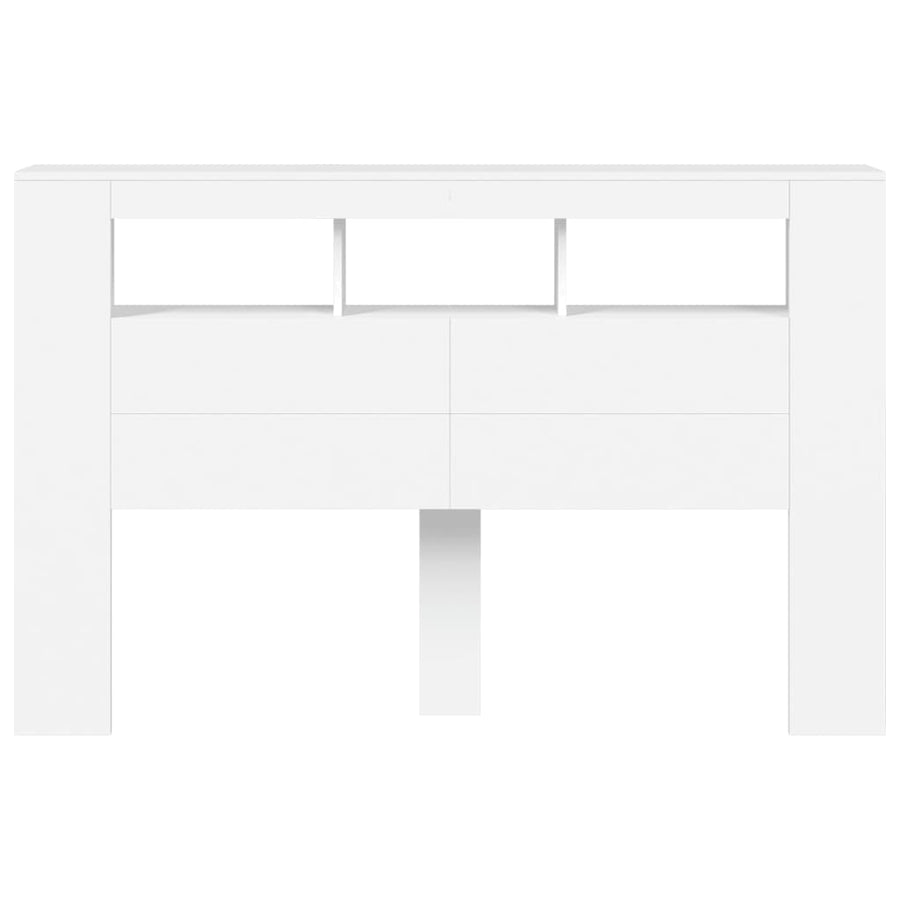 Hoofdeinde Met Led 60X8,5X03,5 Cm Bewerkt Hout 160 x 103.5 cm Wit