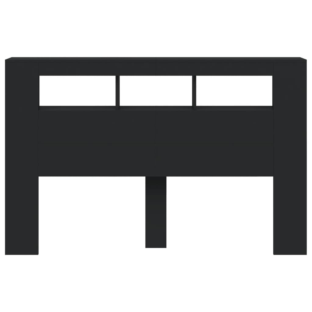 Hoofdeinde Met Led 60X8,5X03,5 Cm Bewerkt Hout 160 x 103.5 cm Zwart