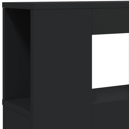 Hoofdeinde Met Led 60X8,5X03,5 Cm Bewerkt Hout 160 x 103.5 cm Zwart