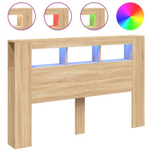 Hoofdbord Met Led 60X8,5X03,5 Cm Bewerkt Hout 160 x 103.5 cm Sonoma eiken