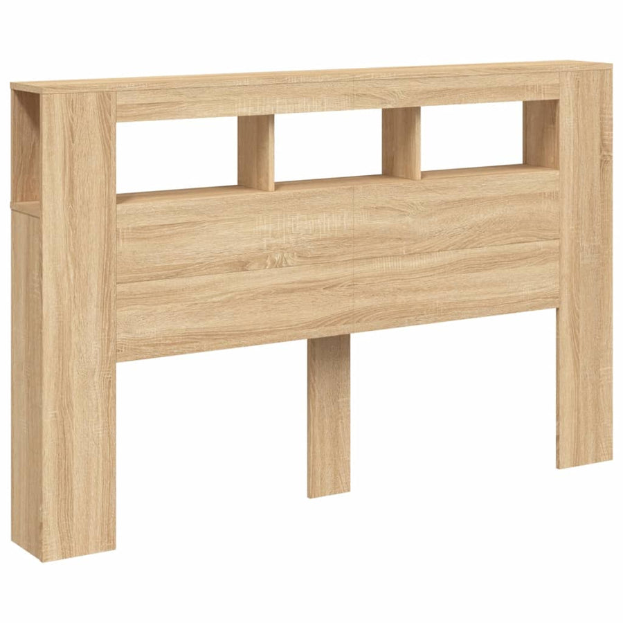 Hoofdbord Met Led 60X8,5X03,5 Cm Bewerkt Hout 160 x 103.5 cm Sonoma eiken