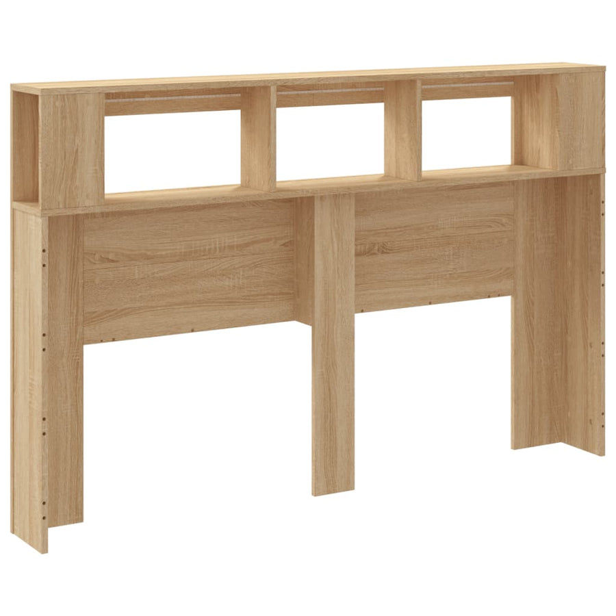 Hoofdbord Met Led 60X8,5X03,5 Cm Bewerkt Hout 160 x 103.5 cm Sonoma eiken