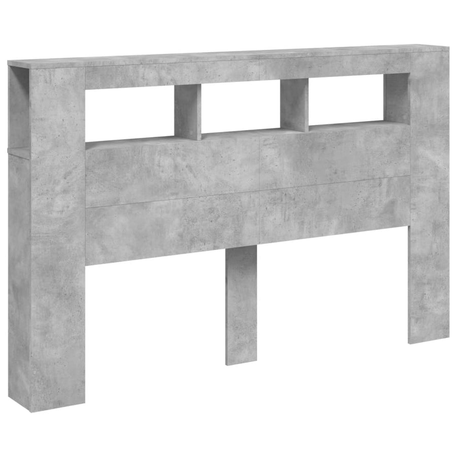 Hoofdeinde Met Led 60X8,5X03,5 Cm Bewerkt Hout 160 x 103.5 cm Betongrijs