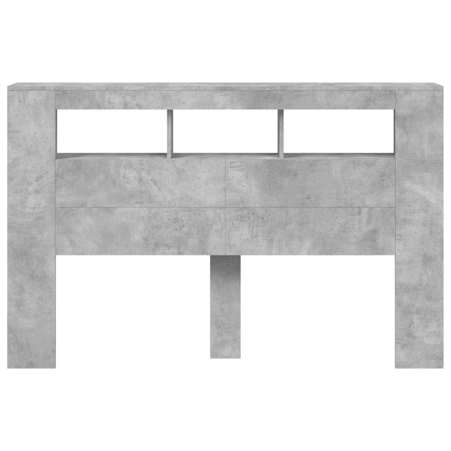 Hoofdeinde Met Led 60X8,5X03,5 Cm Bewerkt Hout 160 x 103.5 cm Betongrijs