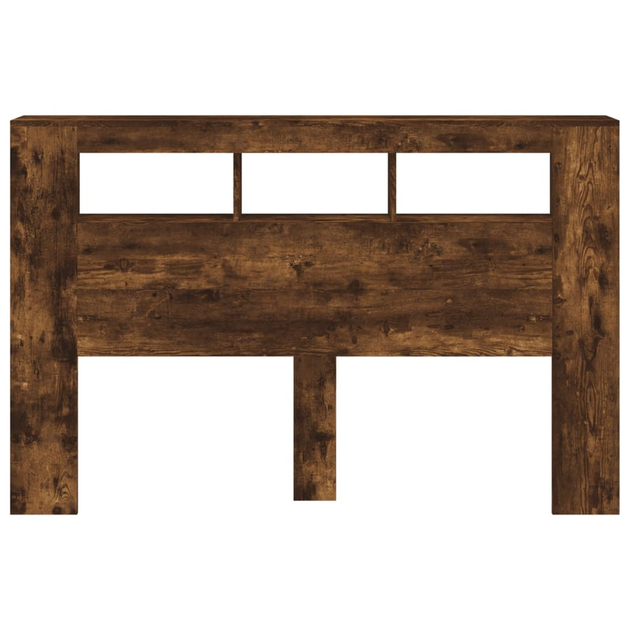 Hoofdeinde Met Led 60X8,5X03,5 Cm Bewerkt Hout 160 x 103.5 cm Gerookt eiken