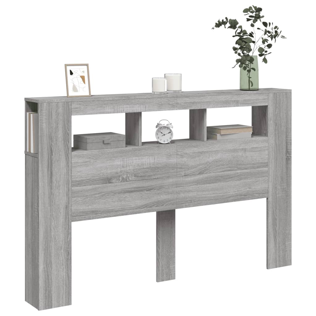 Hoofdeinde Met Led 60X8,5X03,5 Cm Bewerkt Hout 160 x 103.5 cm Grijs sonoma