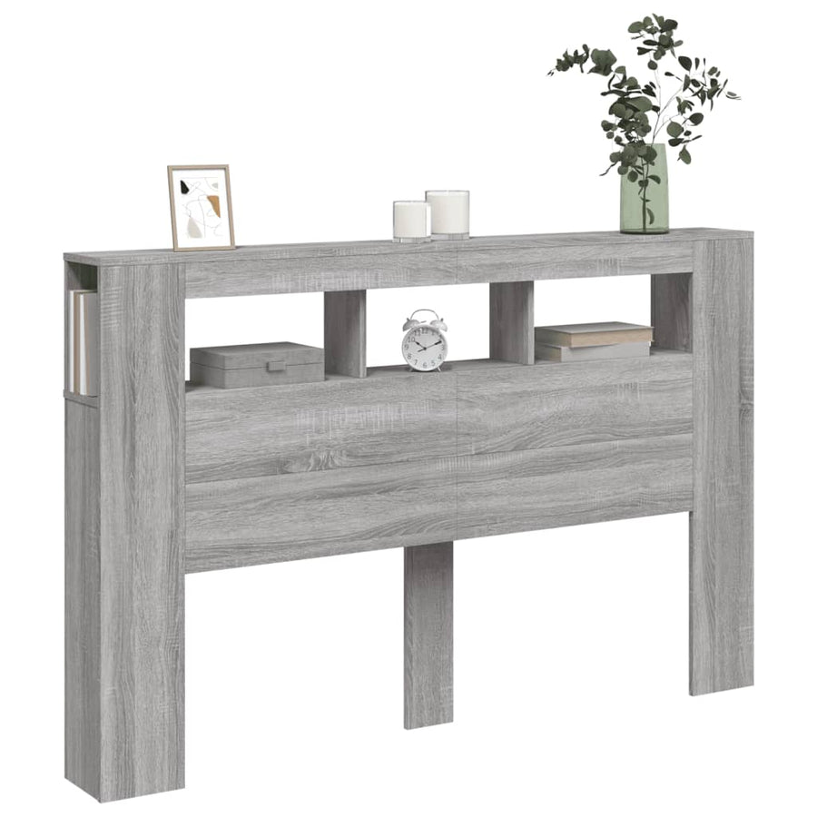 Hoofdeinde Met Led 60X8,5X03,5 Cm Bewerkt Hout 160 x 103.5 cm Grijs sonoma