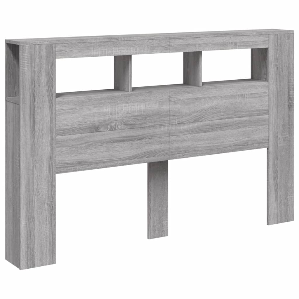 Hoofdeinde Met Led 60X8,5X03,5 Cm Bewerkt Hout 160 x 103.5 cm Grijs sonoma