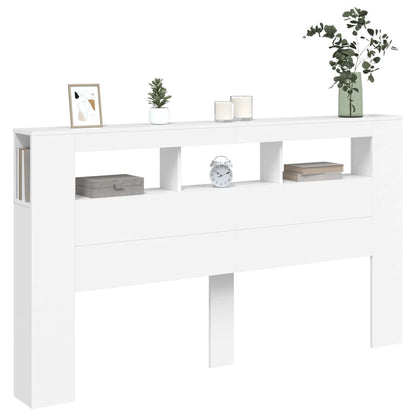 Hoofdeinde Met Led 80X8,5X03,5 Cm Bewerkt Hout 180 x 103.5 cm Wit