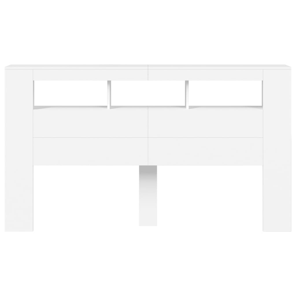 Hoofdeinde Met Led 80X8,5X03,5 Cm Bewerkt Hout 180 x 103.5 cm Wit