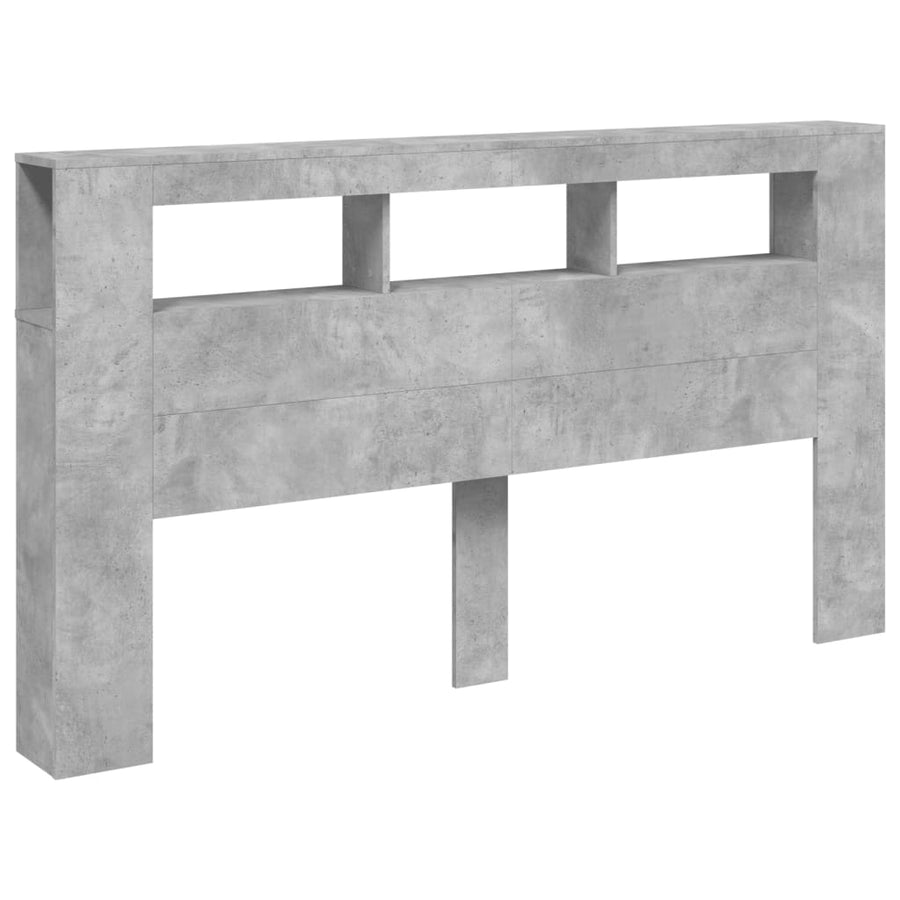Hoofdeinde Met Led 80X8,5X03,5 Cm Bewerkt Hout 180 x 103.5 cm Betongrijs