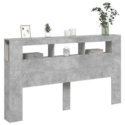 Hoofdeinde Met Led 80X8,5X03,5 Cm Bewerkt Hout 180 x 103.5 cm Betongrijs