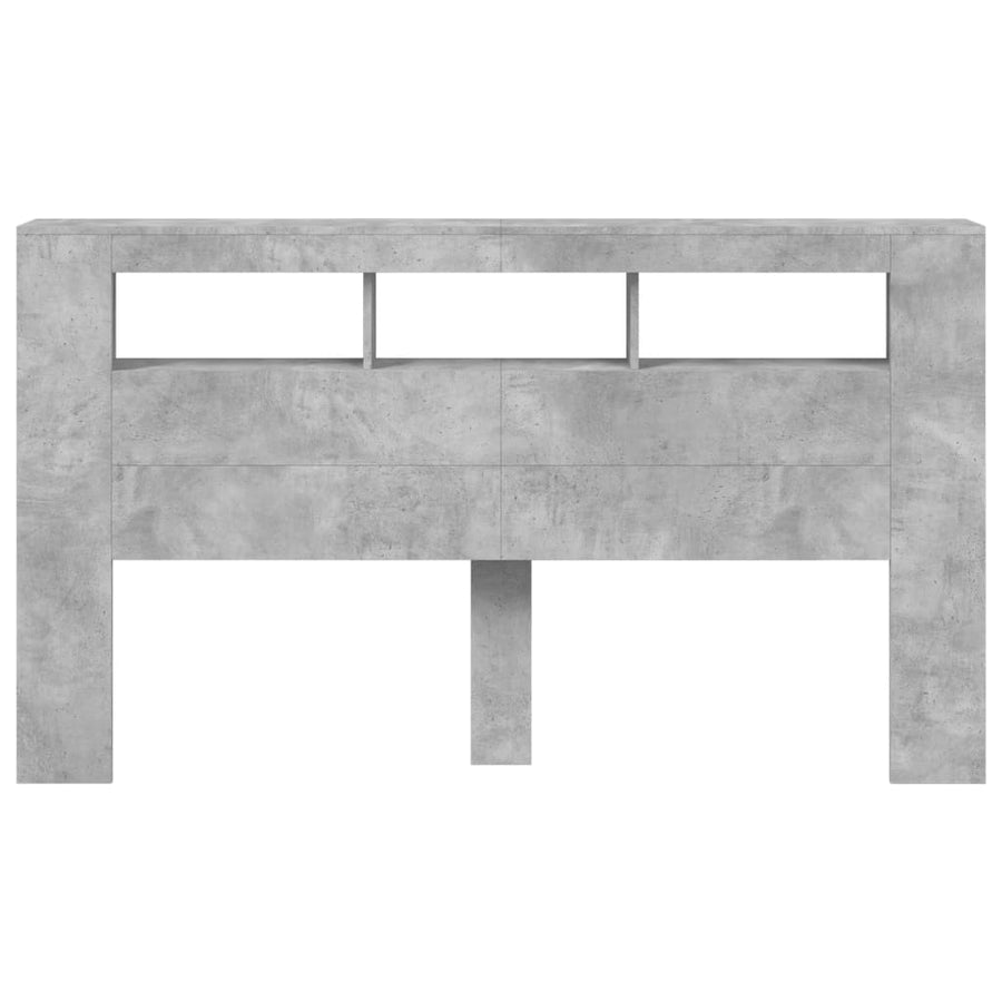 Hoofdeinde Met Led 80X8,5X03,5 Cm Bewerkt Hout 180 x 103.5 cm Betongrijs