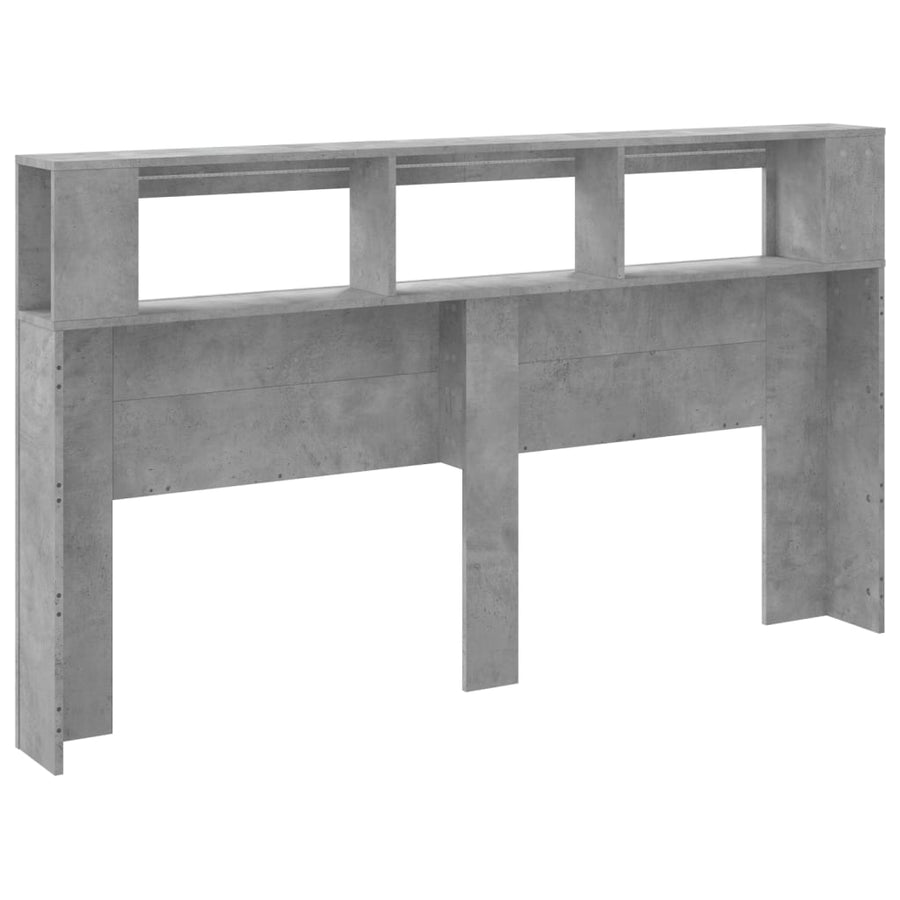 Hoofdeinde Met Led 80X8,5X03,5 Cm Bewerkt Hout 180 x 103.5 cm Betongrijs
