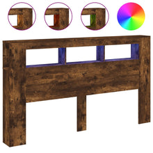 Hoofdeinde Met Led 80X8,5X03,5 Cm Bewerkt Hout 180 x 103.5 cm Gerookt eiken