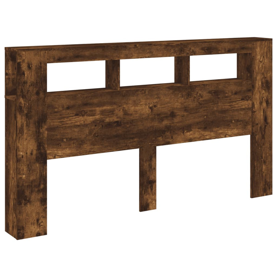 Hoofdeinde Met Led 80X8,5X03,5 Cm Bewerkt Hout 180 x 103.5 cm Gerookt eiken