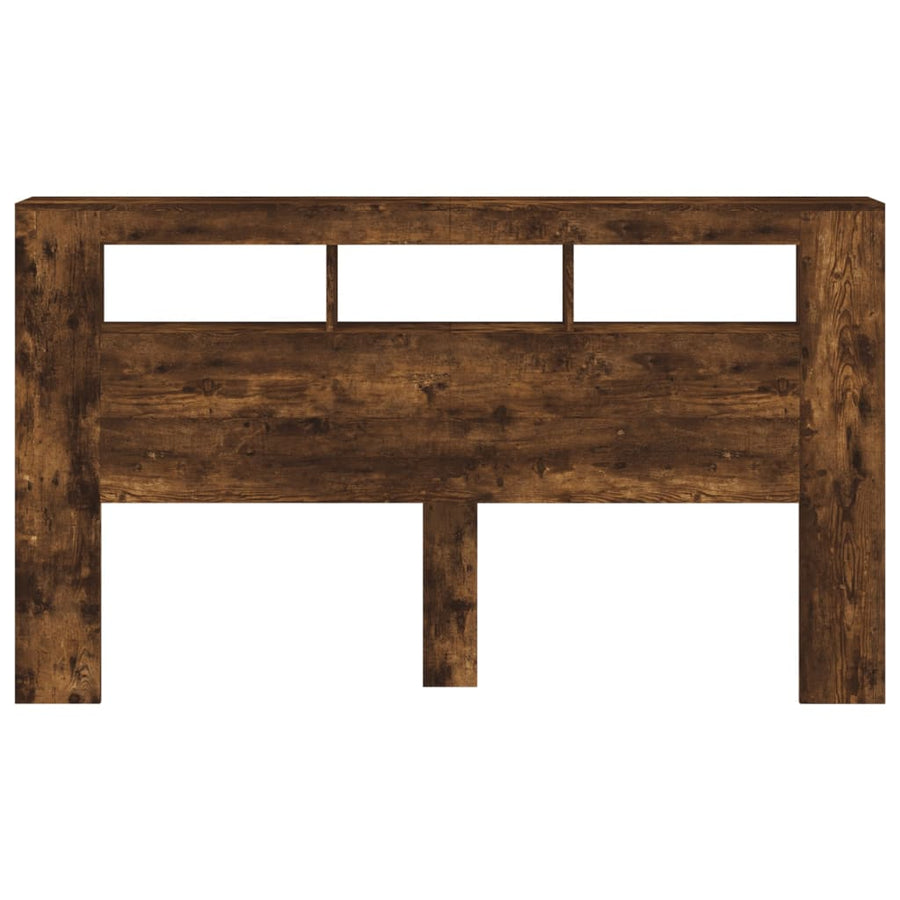 Hoofdeinde Met Led 80X8,5X03,5 Cm Bewerkt Hout 180 x 103.5 cm Gerookt eiken