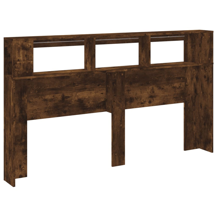 Hoofdeinde Met Led 80X8,5X03,5 Cm Bewerkt Hout 180 x 103.5 cm Gerookt eiken