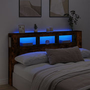 Hoofdeinde 180x18,5x103,5 cm bewerkt hout gerookt eiken met led