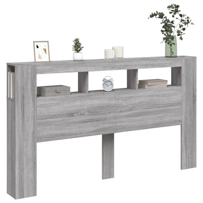 Hoofdeinde Met Led 80X8,5X03,5 Cm Bewerkt Hout 180 x 103.5 cm Grijs sonoma