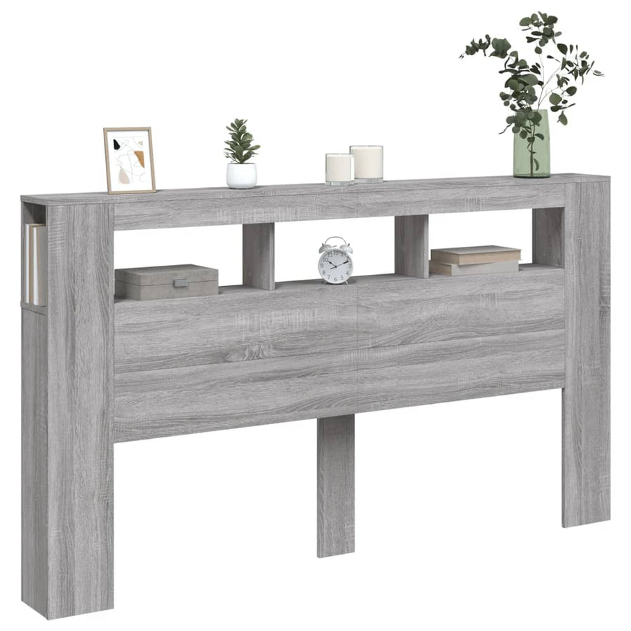 Hoofdeinde Met Led 80X8,5X03,5 Cm Bewerkt Hout 180 x 103.5 cm Grijs sonoma