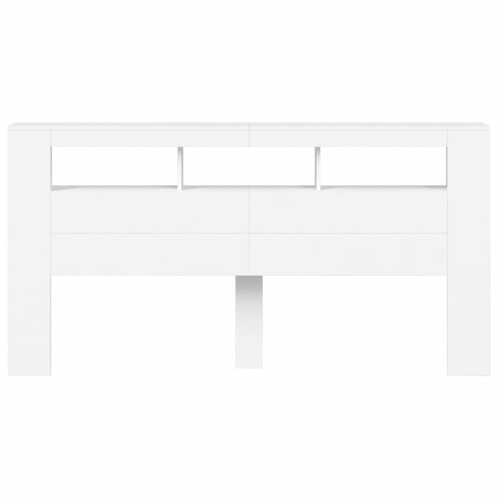 Hoofdeinde Met Led 200X8,5X03,5 Cm Bewerkt Hout 200 x 103.5 cm Wit