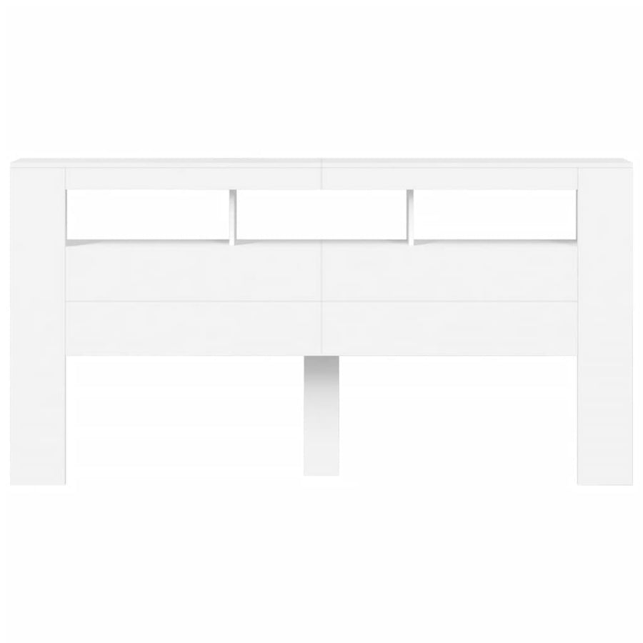 Hoofdeinde Met Led 200X8,5X03,5 Cm Bewerkt Hout 200 x 103.5 cm Wit