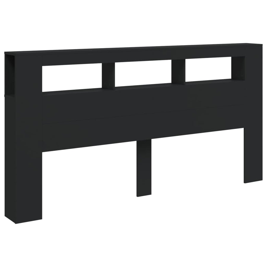 Hoofdeinde Met Led 200X8,5X03,5 Cm Bewerkt Hout 200 x 103.5 cm Zwart
