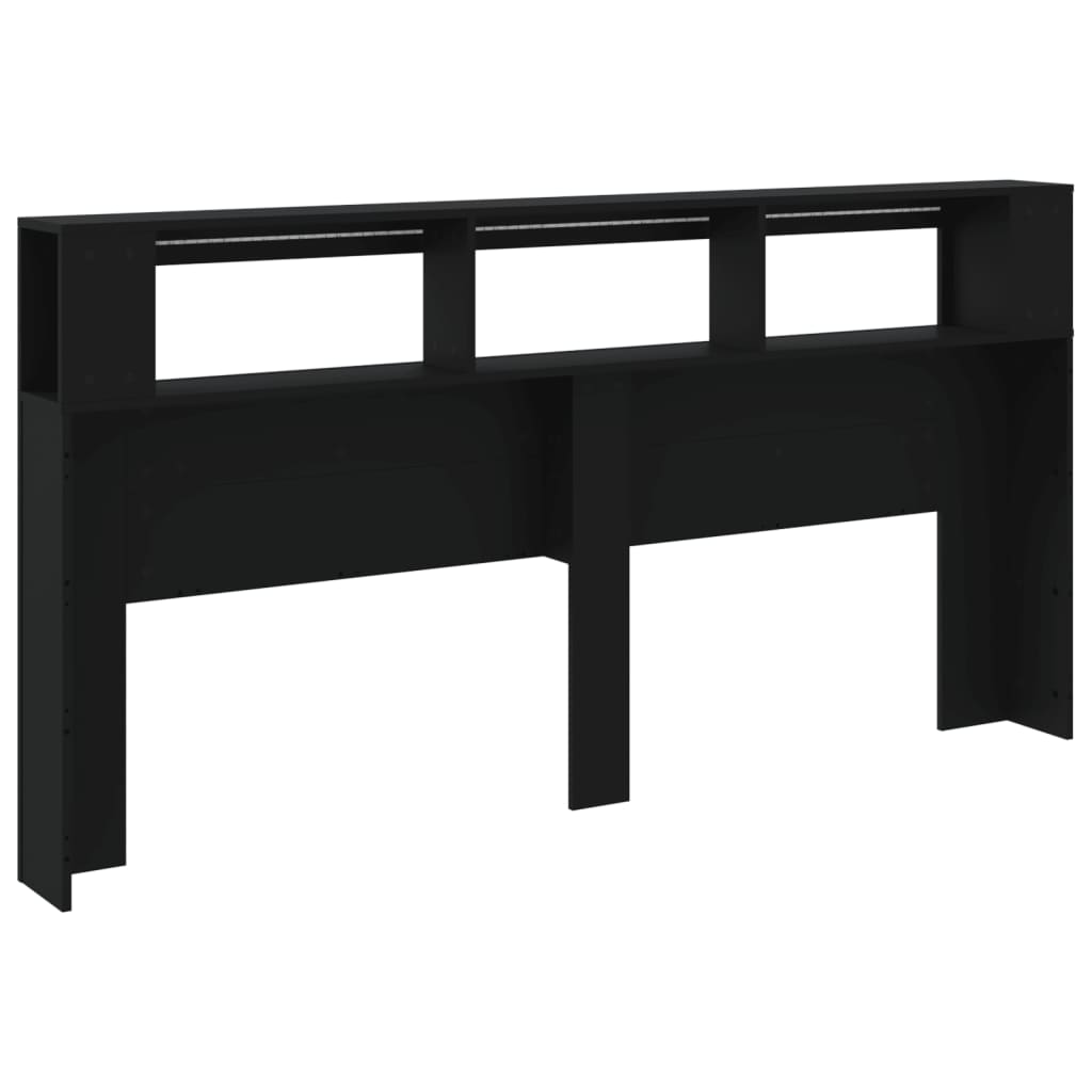 Hoofdeinde Met Led 200X8,5X03,5 Cm Bewerkt Hout 200 x 103.5 cm Zwart