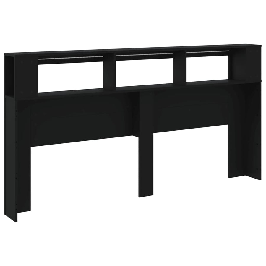Hoofdeinde Met Led 200X8,5X03,5 Cm Bewerkt Hout 200 x 103.5 cm Zwart