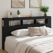 Hoofdeinde 200x18,5x103,5 cm bewerkt hout zwart met LED
