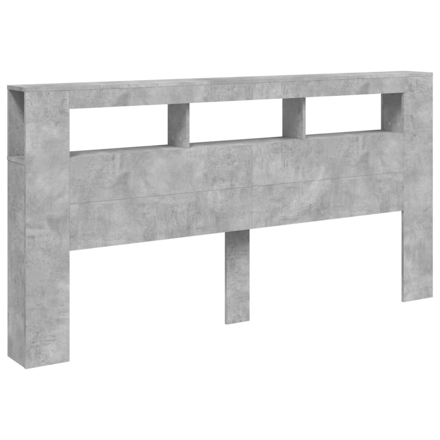 Hoofdeinde Met Led 200X8,5X03,5 Cm Bewerkt Hout 200 x 103.5 cm Betongrijs