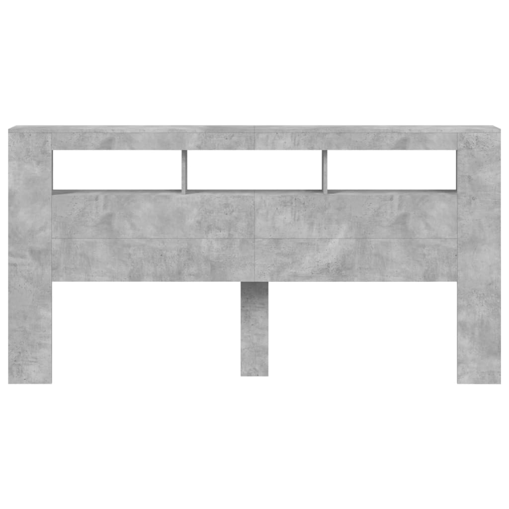 Hoofdeinde Met Led 200X8,5X03,5 Cm Bewerkt Hout 200 x 103.5 cm Betongrijs