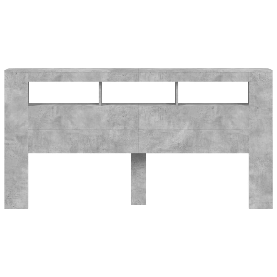 Hoofdeinde Met Led 200X8,5X03,5 Cm Bewerkt Hout 200 x 103.5 cm Betongrijs