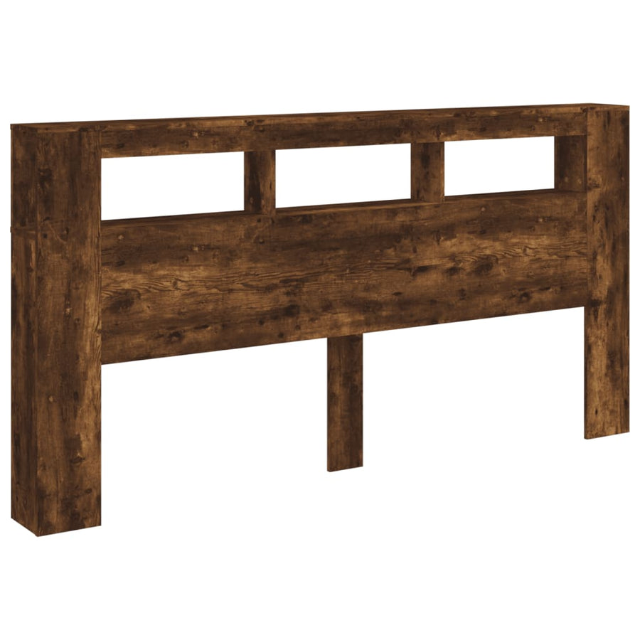 Hoofdeinde Met Led 200X8,5X03,5 Cm Bewerkt Hout 200 x 103.5 cm Gerookt eiken