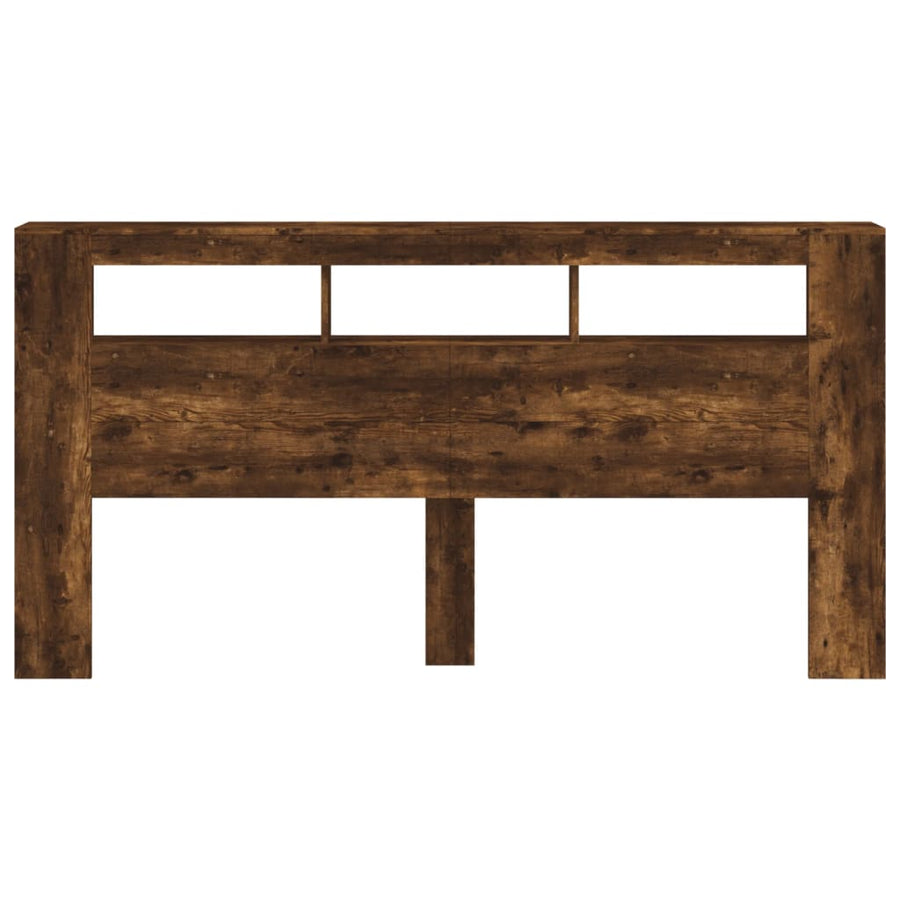 Hoofdeinde Met Led 200X8,5X03,5 Cm Bewerkt Hout 200 x 103.5 cm Gerookt eiken