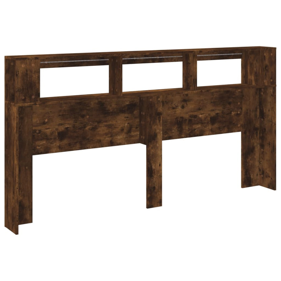 Hoofdeinde Met Led 200X8,5X03,5 Cm Bewerkt Hout 200 x 103.5 cm Gerookt eiken