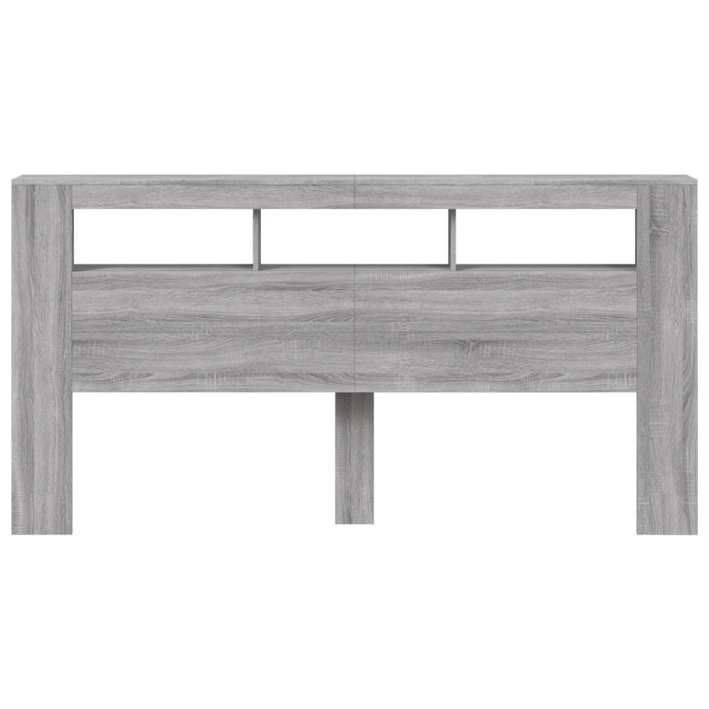 Hoofdeinde Met Led 200X8,5X03,5 Cm Bewerkt Hout 200 x 103.5 cm Grijs sonoma