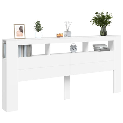 Hoofdeinde Met Led 220X8,5X03,5 Cm Bewerkt Hout 220 x 103.5 cm Wit