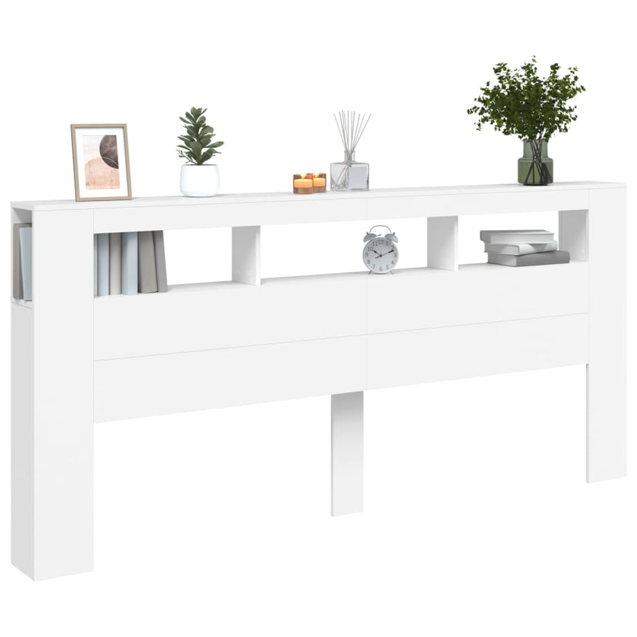 Hoofdeinde Met Led 220X8,5X03,5 Cm Bewerkt Hout 220 x 103.5 cm Wit