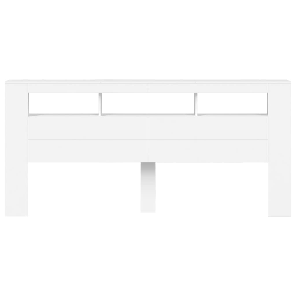 Hoofdeinde Met Led 220X8,5X03,5 Cm Bewerkt Hout 220 x 103.5 cm Wit