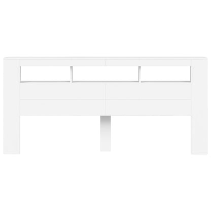 Hoofdeinde Met Led 220X8,5X03,5 Cm Bewerkt Hout 220 x 103.5 cm Wit