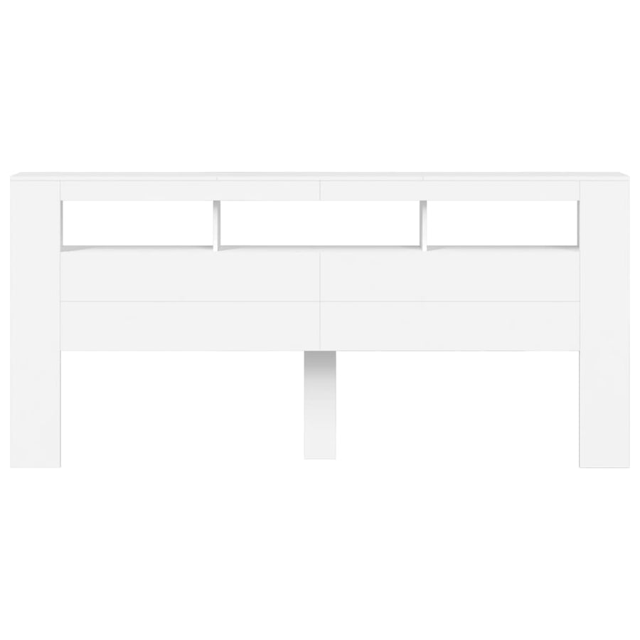 Hoofdeinde Met Led 220X8,5X03,5 Cm Bewerkt Hout 220 x 103.5 cm Wit
