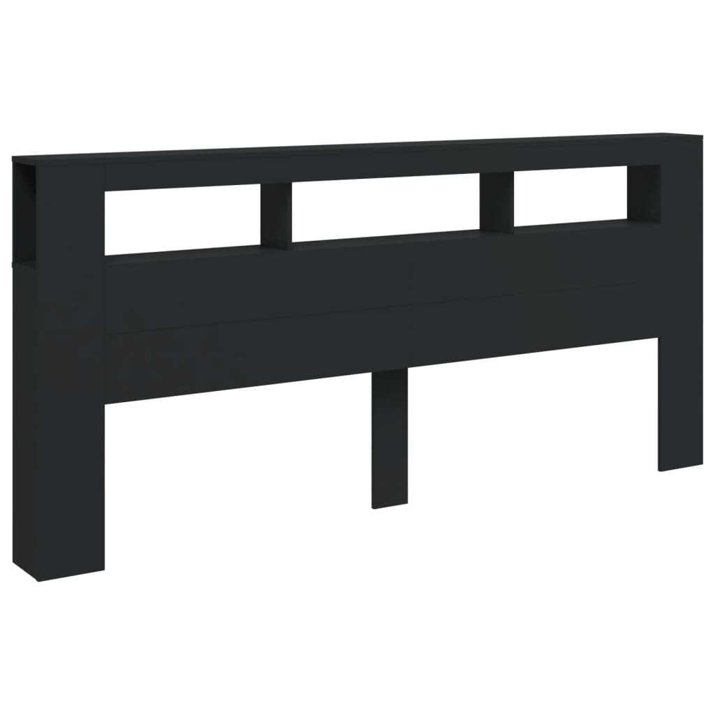 Hoofdeinde Met Led 220X8,5X03,5 Cm Bewerkt Hout 220 x 103.5 cm Zwart